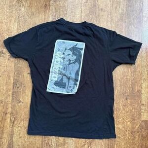 faded black Valeza anime graphic tee shirt with call outs